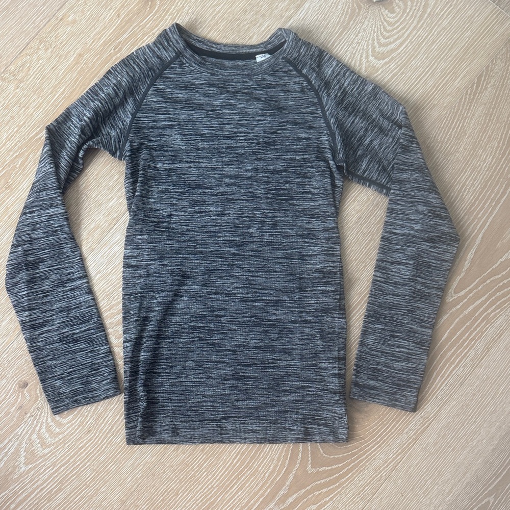 Zella Girl Size 7/8 Heathered Gray long sleeve athletic shirt